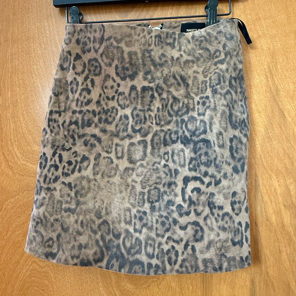 Nasty Gal Genuine Soft Leather Animal Print Mini Skirt